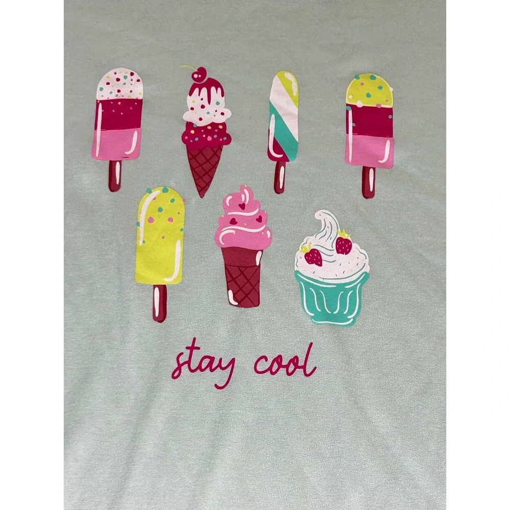 Betsey Johnson Nightgown Kids Size 12 Mint Green Ice Cream Stay Cool Sleep Dress